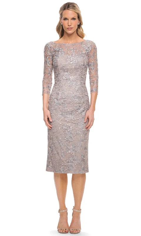Illusion Neckline Dress La Femme 30036
