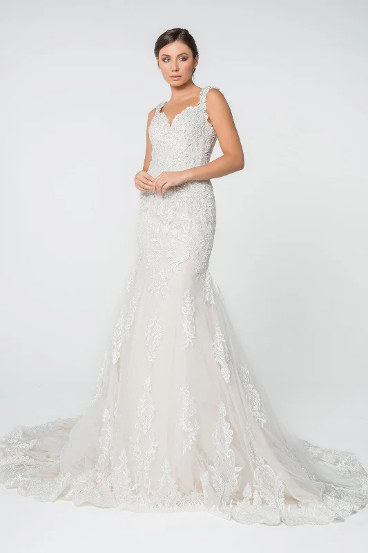 Designer Gown Lace and Jewel Embellished Mermaid w/ Tail Long Wedding Dress GLGL2819 Designer Gown Lace and Jewel Embellished Mermaid w/ Tail Long Wedding Dress GLGL2819