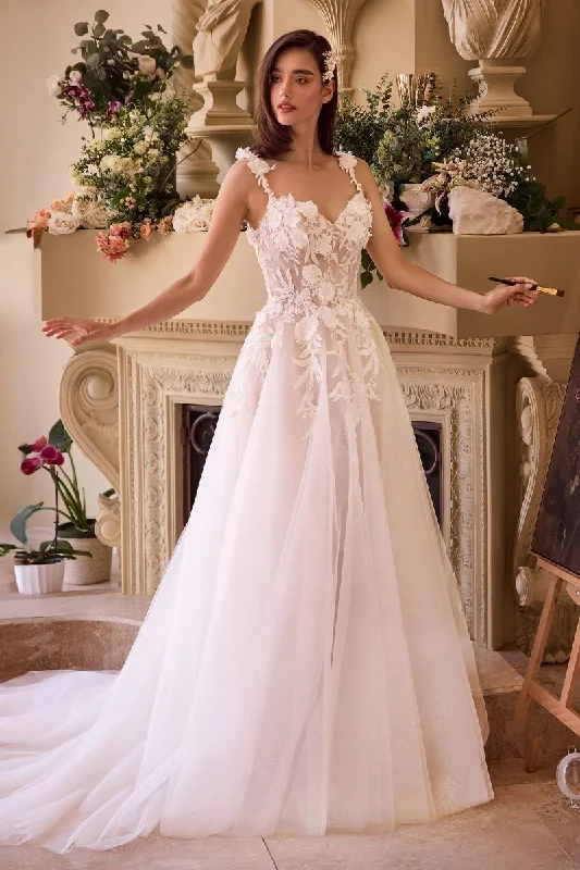 Luxury Dress Lace Appliqued A-Line Sweetheart Tulle Long Wedding & Bridal Dress CDCDS498W