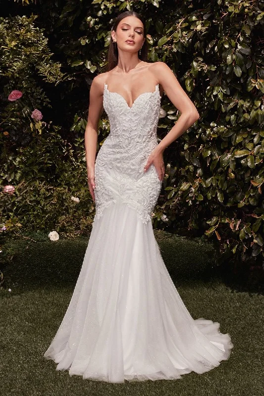 Brocade Formal Dress LACE EMBELLISHED STRAPLESS MERMAID WEDDING DRESS CDCDS482W