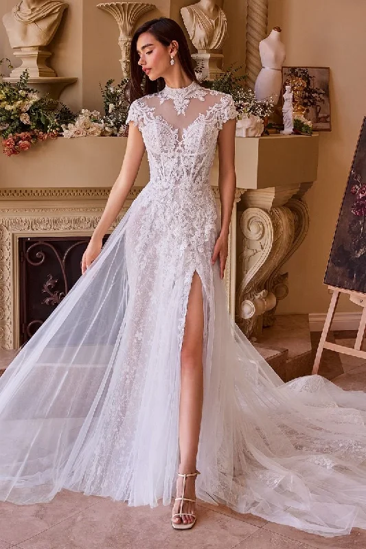 Subtle Shine Dress LACE & TULLE SHORT SLEEVE WEDDING GOWN CDWL035