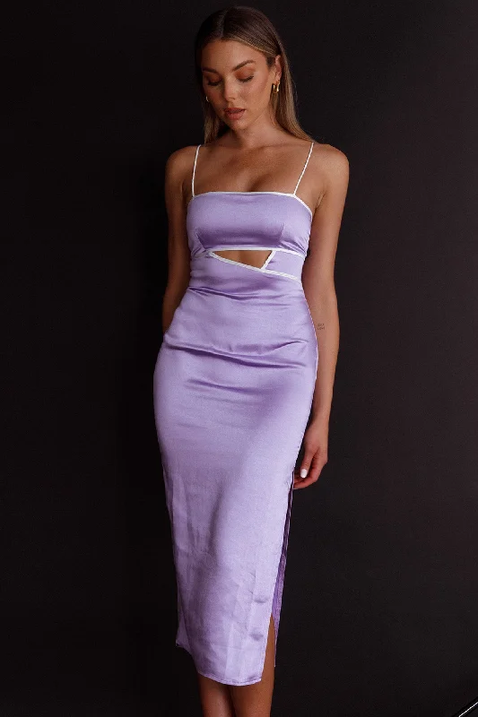 Vintage Gown Laia Cut-Out Bodice Midi Dress Lilac