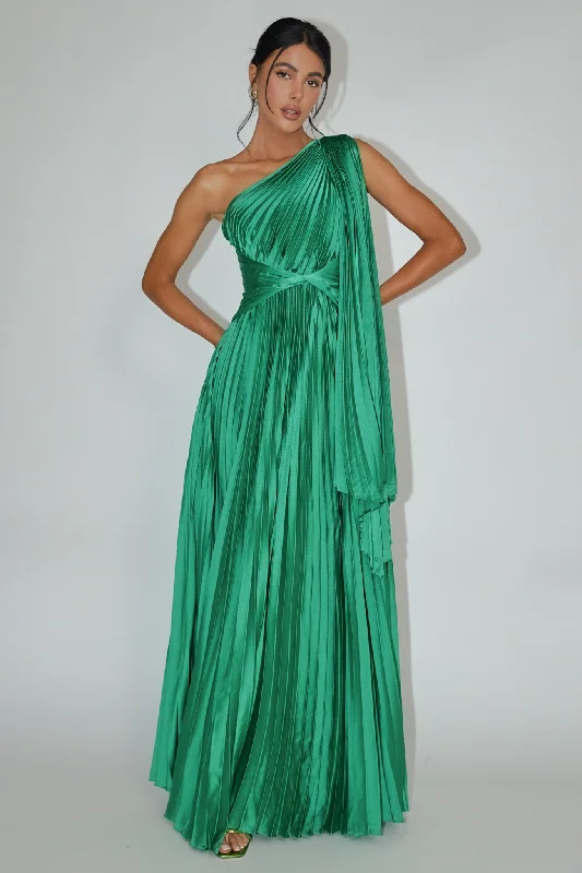 Lace Dress Laxmi Accordion Pleat Maxi Dress Kelly Green