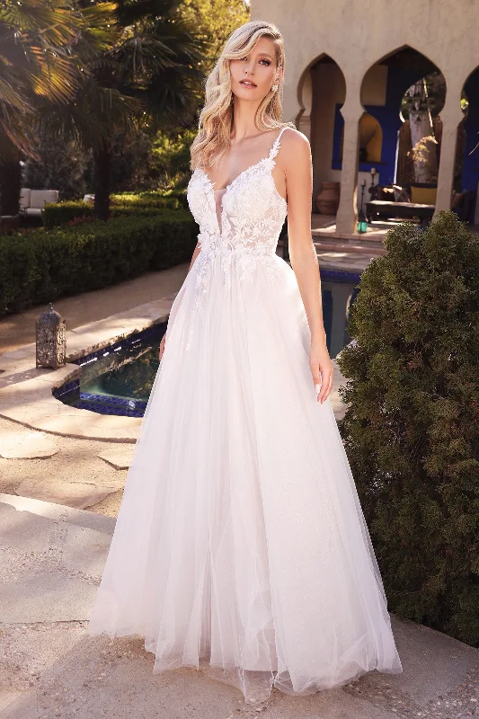 Beaded Dress Layered A-Line Tulle Laced Mid Open Back V-neck Floral Bodice Long Bridal & Wedding Dress CDCB072W Beaded Dress Layered A-Line Tulle Laced Mid Open Back V-neck Floral Bodice Long Bridal & Wedding Dress CDCB072W
