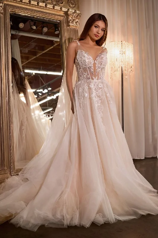 Off-Shoulder Dress Layered Tulle & Lace Sheer Bodice Ball Long Wedding Dress CDCDS476W Off-Shoulder Dress Layered Tulle & Lace Sheer Bodice Ball Long Wedding Dress CDCDS476W