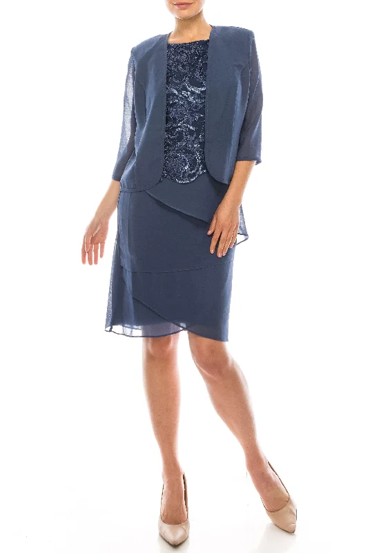 V-Neck Dress Le Bos Mother of the Bride Short Jacket Dress 28058