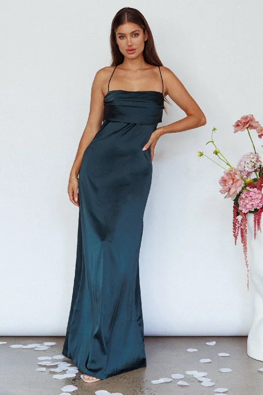 Elegant Wedding Gown Love Letters Strappy Cowl Back Dress Teal