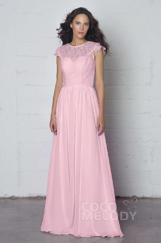 Bodycon Gown Sheath-Column Floor Length Lace and Chiffon Dress LOZF1503E