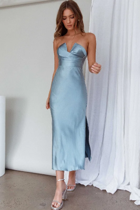 Sequin Gown Ma Jolie Strapless Midi Dress Blue