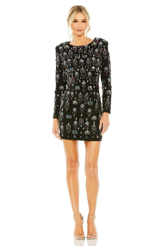 Floor-Length Gown Mac Duggal 93854 Short Jewel Embellished Jersey Dress