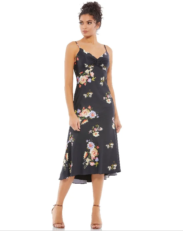 Elegant Gown Mac Duggal 70182 High Low Floral Print Satin Dress