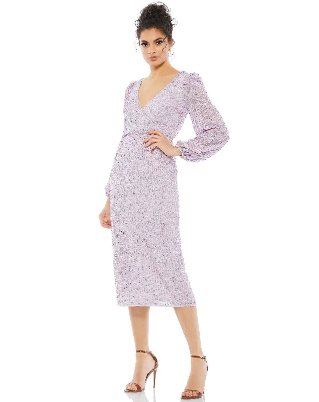 Asymmetrical Gown Mac Duggal 10764 Long Sleeve Cocktail Dress