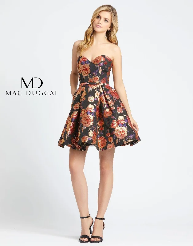 Empire Gown Mac Duggal 67641 Short Strapless Floral Dress