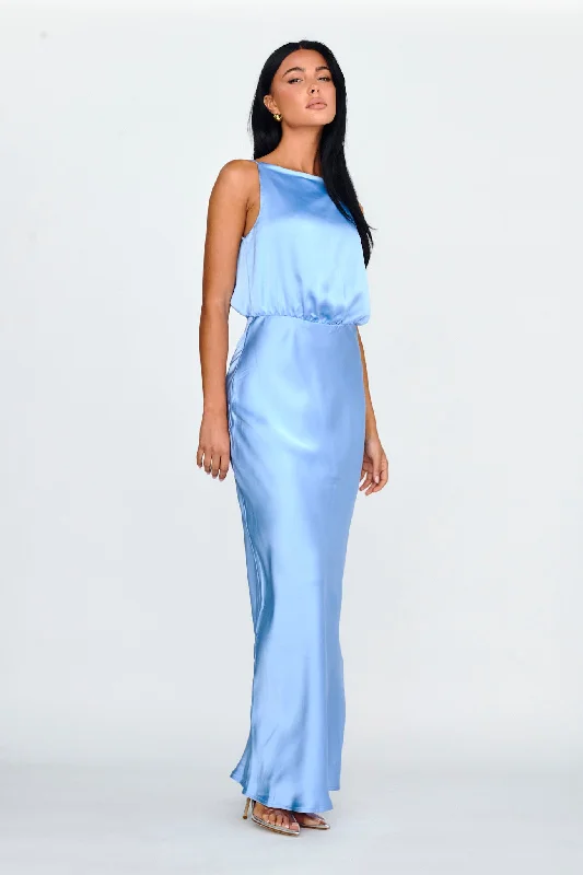 Elegant Evening Dress Midnight Hour Side Split Midi Dress Ocean