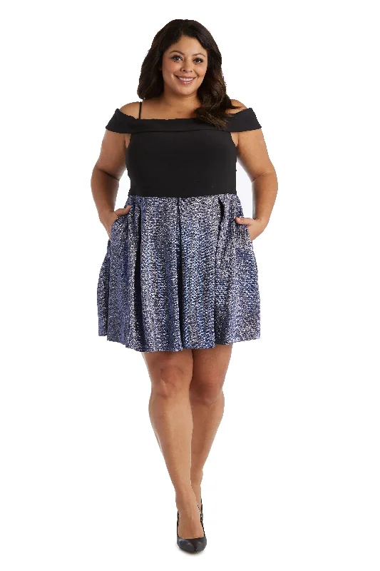 Halter Neck Dress Morgan & Co 12783W Plus Size Off Shoulder Short Dress