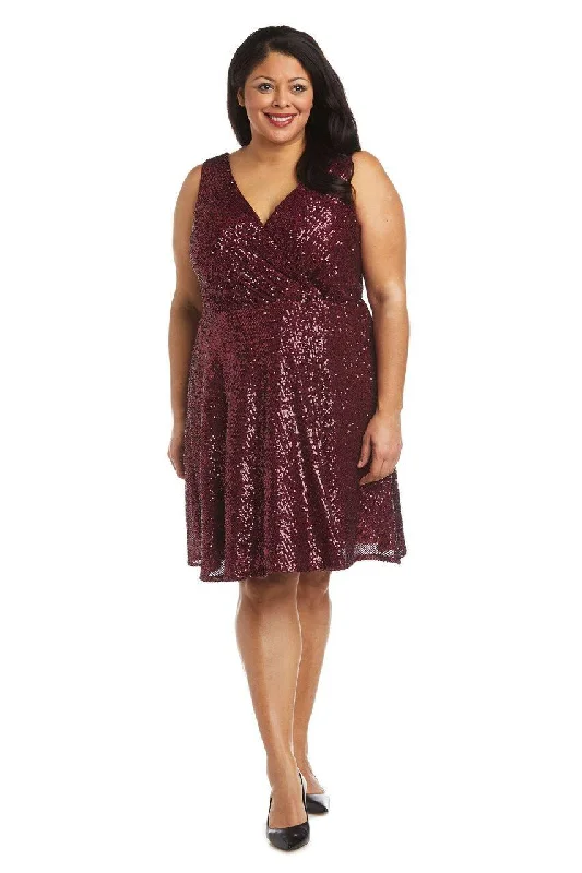 Chiffon Dress Morgan & Co 12889WM Plus Size Short Sequin Dress