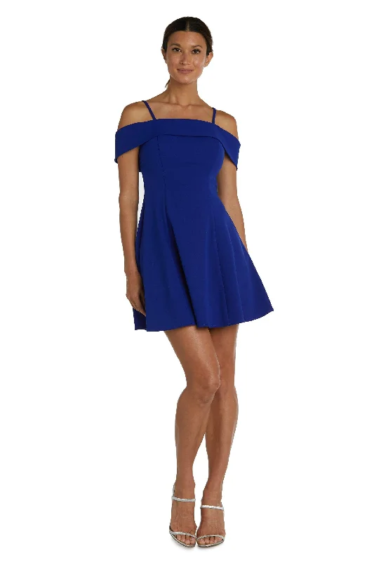 Vivid Color Gown Morgan & Co 12857 Short Off Shoulder Cocktail Dress