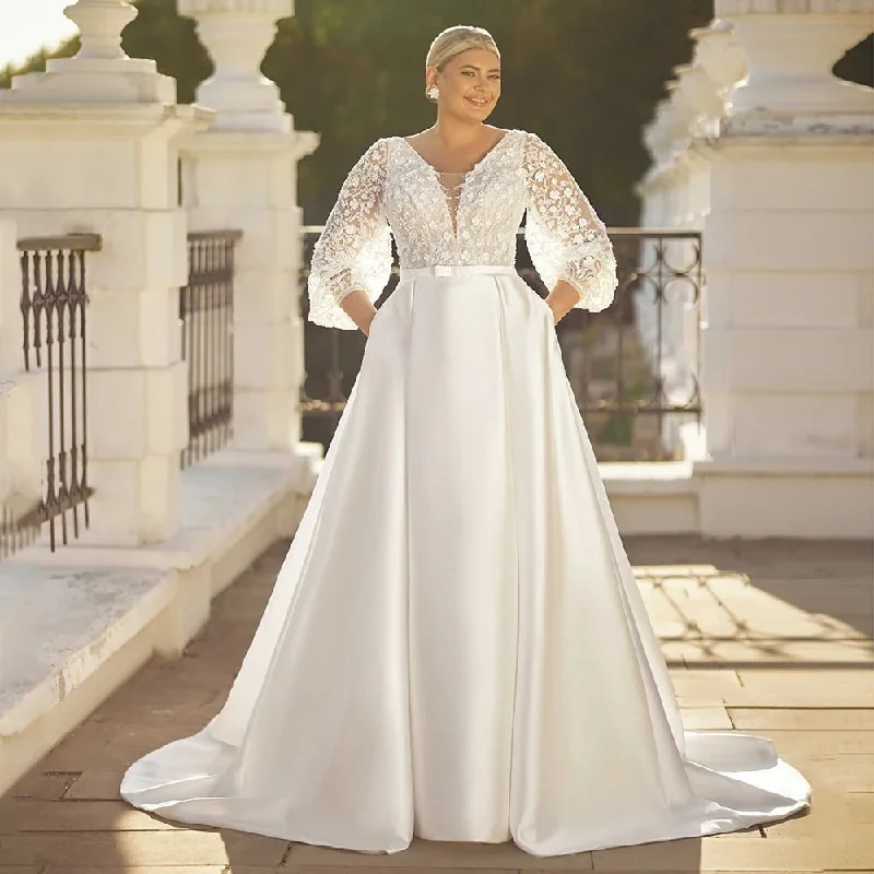 Velvet Dress New Arrival Plus Size Classic A-Line Satin Bride Gown