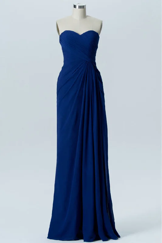 Peplum Dress Ocean Blue Strapless Chiffon Bridesmaid Dress