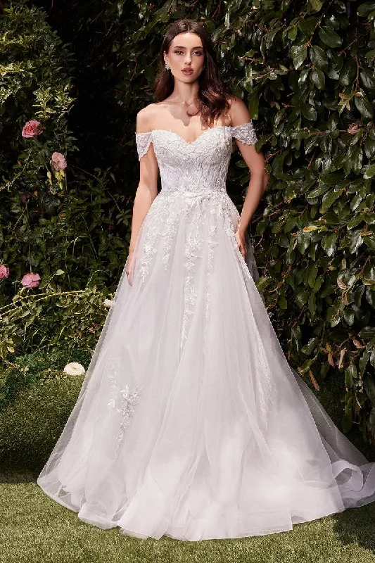 Formal Red Dress OFF THE SHOULDER A-LINE LACE & TULLE WEDDING DRESS CDC159W