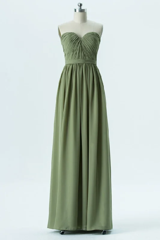 Tulle Gown Oliver Green Sweetheart Chiffon Bridesmaid Dress with Belt