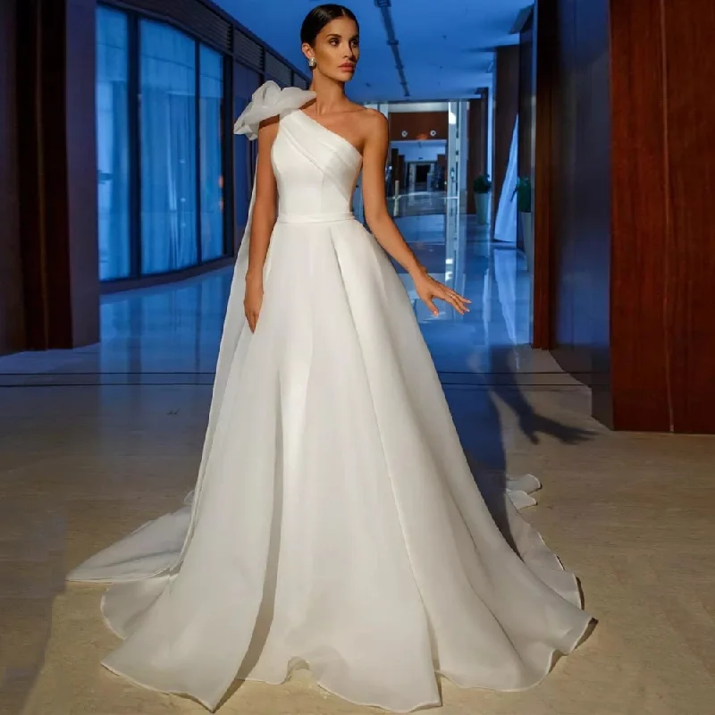 Vintage Gown One Shoulder A Line Organza Wedding Dress WD3007
