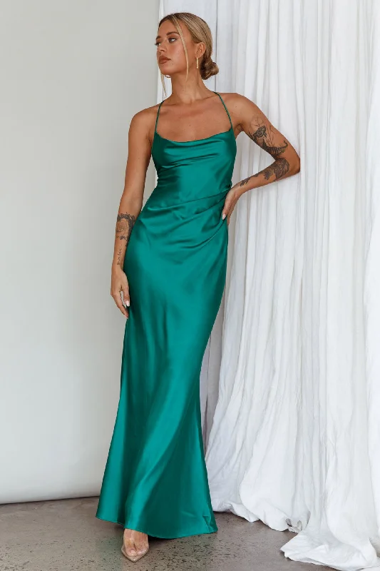 Royal Blue Dress Palma Low Back Strappy Maxi Dress Emerald
