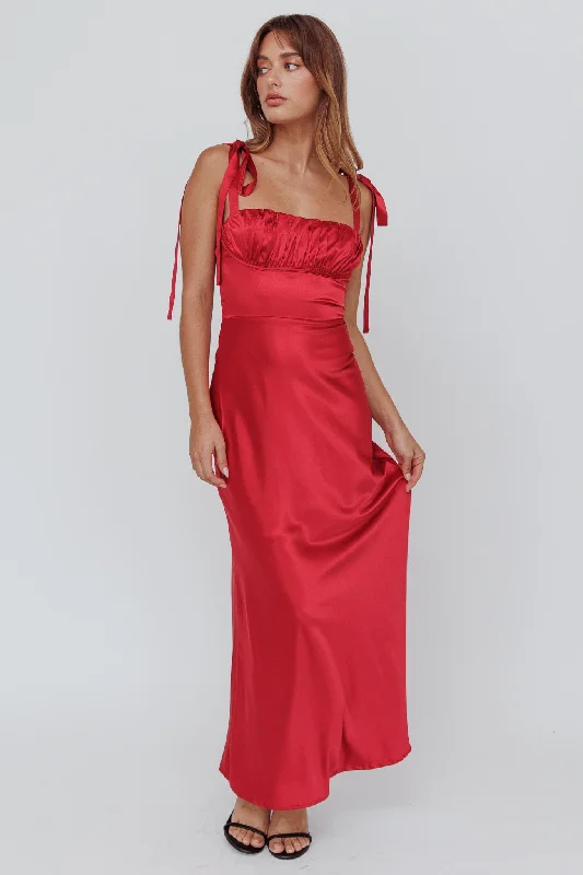 Drape Sleeve Dress Pennelope Tied Shoulder Maxi Dress Wine