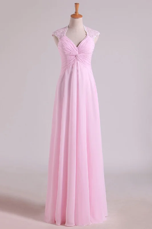 Satin Gown Pink Pleated High Waist Long Bridesmaid Dress