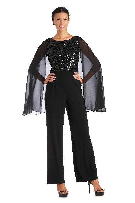 Draped Satin Gown R&M Richards 7539 Capelet Jumpsuit