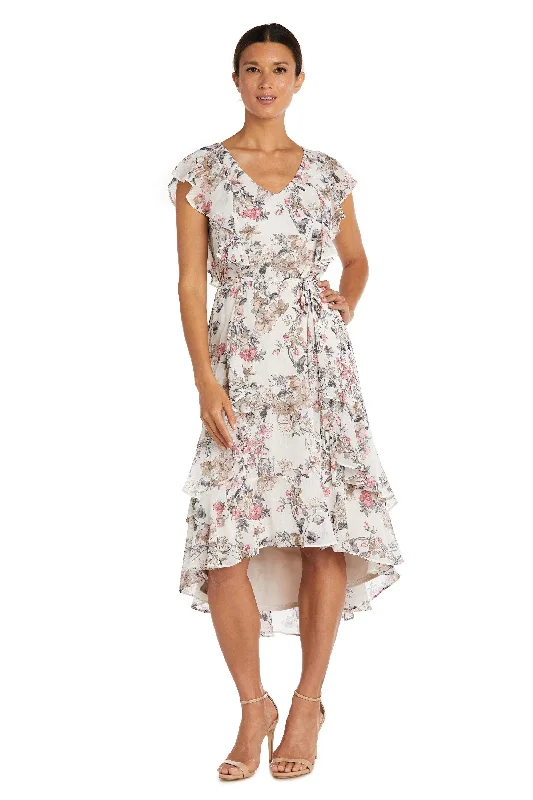 Vintage Gown R&M Richards 7840 High Low Floral Chiffon Dress