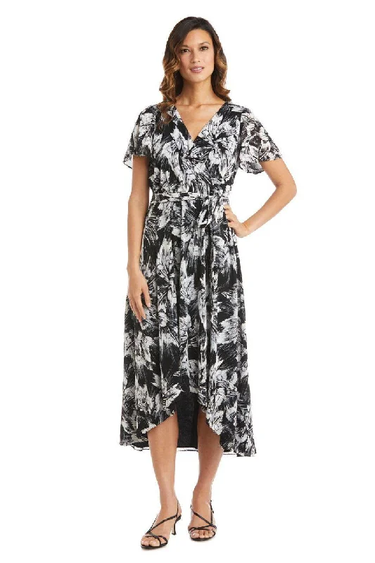 Formal Red Dress R&M Richards 7800 High Low Wrap Dress