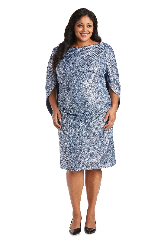 Ruffled Dress R&M Richards 7211W Plus Size Short Cocktail