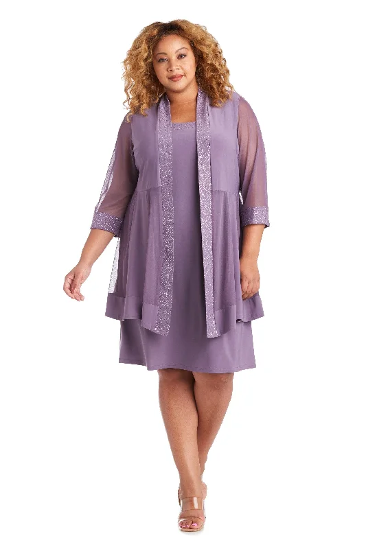 Vivid Color Gown R&M Richards 8993W Plus Size Short Jacket Dress