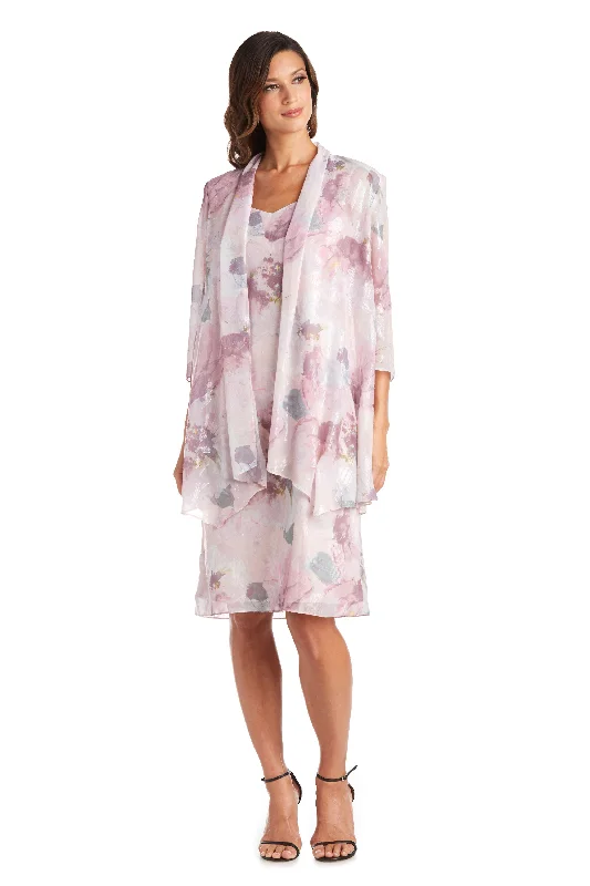 Floor-Sweeping Gown R&M Richards 7738P Short Floral Chiffon Petite Dress