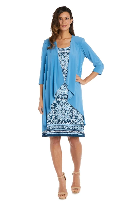 Glittering Evening Gown R&M Richards 9227P Short Petite Print Jacket Dress