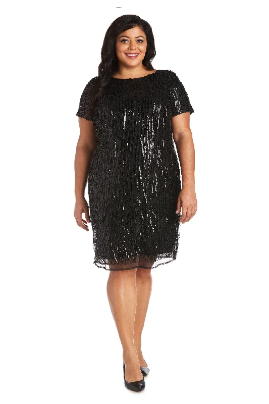 Elegant Gown R&M Richards 7071W Short Plus Size Sequins Dress