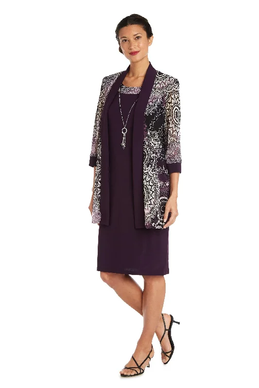 Floor-Length Gown R&M Richards 7883 Short Print Jacket Cocktail Dress