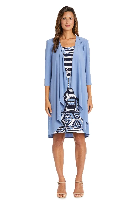 Timeless Satin Dress R&M Richards 9217 Short Print Jacket Cocktail Dress