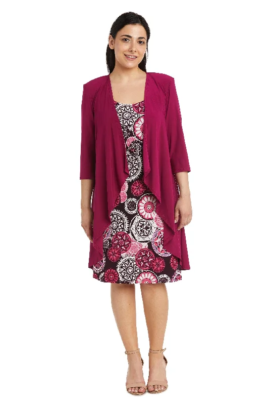 Romantic Evening Gown R&M Richards 7907P Short Print Jacket Petite Dress