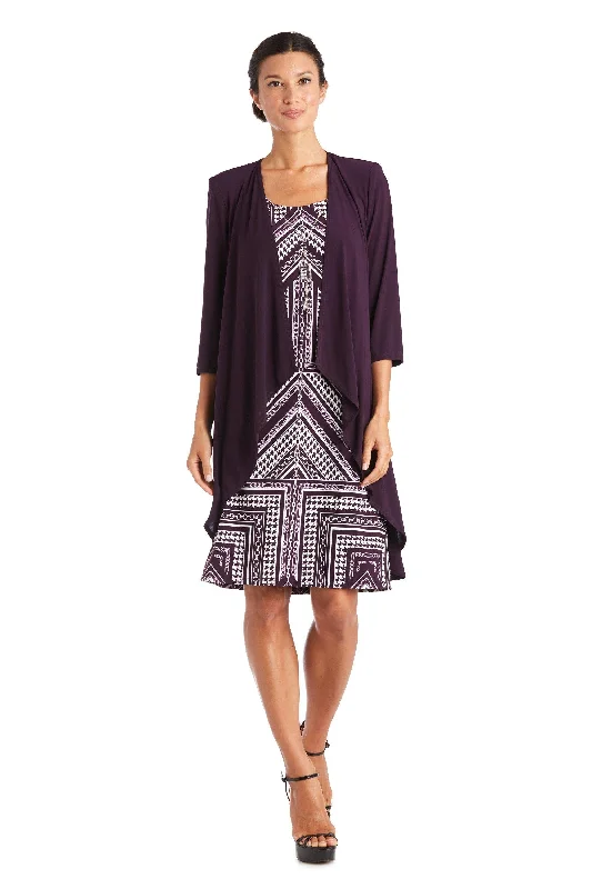 Slit Gown R&M Richards 7587P Short Print Petite Jacket Dress