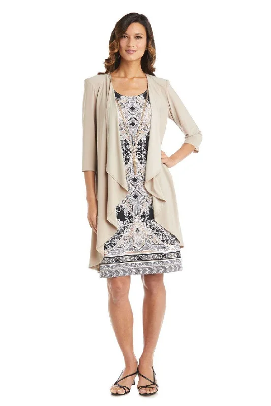 Sequin Gown R&M Richards 7667 Short Two Piece Print Jacket Dress
