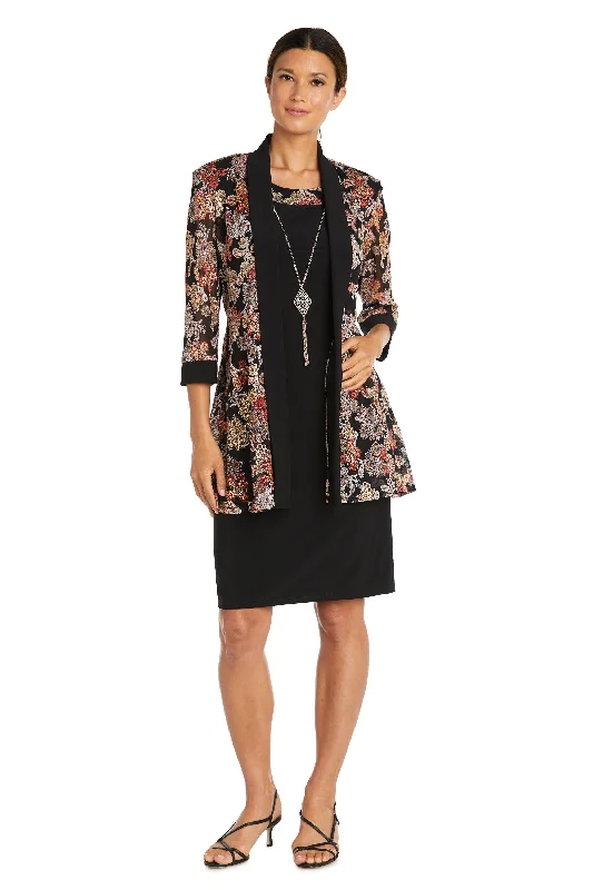 Applique Gown R&M Richards 9043 Short Two Piece Print Jacket Dress