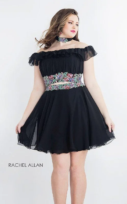 Fancy Embellished Dress Rachel Allan Short Off Shoulder Plus Size Dress 4808