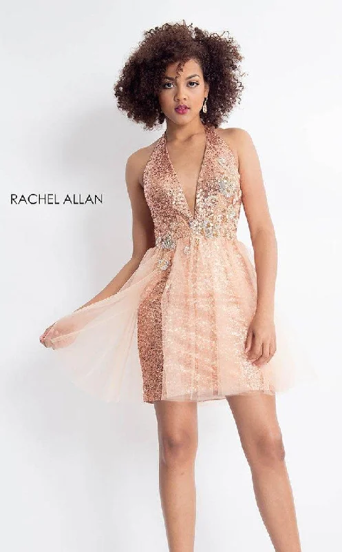 Modest Gown Rachel Allan Short Halter Homecoming Dress 4602