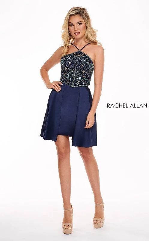 Lavish Evening Gown Rachel Allan Short Homecoming Halter Dress 4693