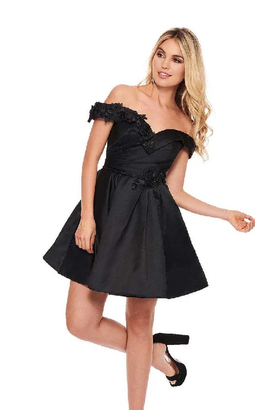 Vivid Color Gown Rachel Allan Short Off Shoulder Cocktail Dress L1229