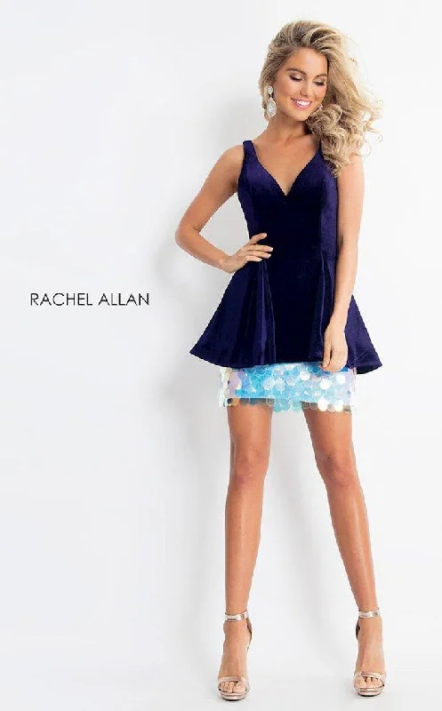 Deep V-Neck Dress Rachel Allan Short Sleeveless Homecoming Dress 4609