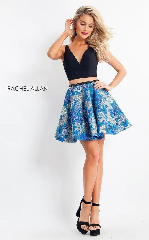 Chic Formal Gown Rachel Allan V-Neck Two-Piece Homecoming Dress In Black 4638