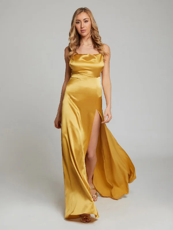 Velvet Evening Dress Salome gold silk dress